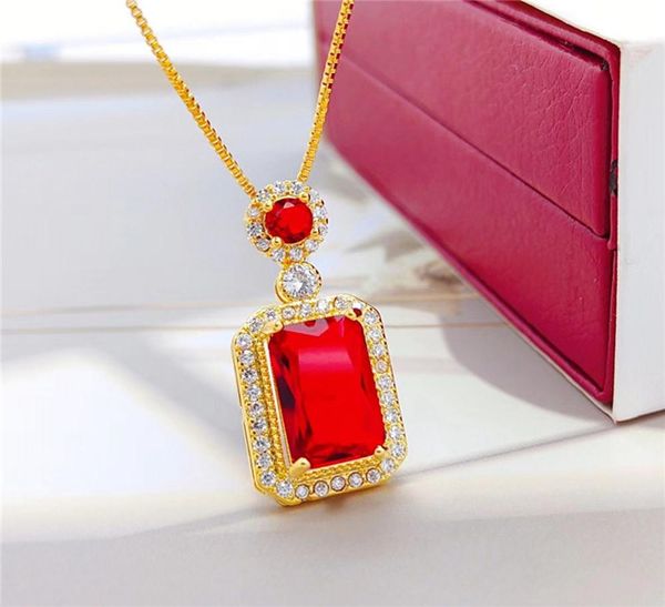 women pendant chain necklace square cut red zircon inlaid shiny fashion 18k yellow gold filled pretty women men jewelry, Silver
women pendant chain necklace square cut red zircon inlaid shiny fashion 18k yellow gold filled pretty women men jewelry, Silver