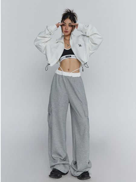 womens two piece pants streetwear two piece set women turn down collar draw string solid short coats high waist casual loose pantalones punk, White
womens two piece pants streetwear two piece set women turn down collar draw string solid short coats high waist casual loose pantalones punk, White