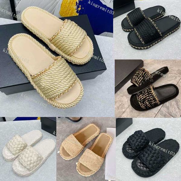 new designer slippers honey sandals woven slides women straw rubber sandal luxury chain knit platform slippers ladies summer beach flip, Black
new designer slippers honey sandals woven slides women straw rubber sandal luxury chain knit platform slippers ladies summer beach flip, Black