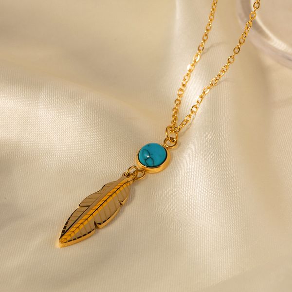 feather necklace inlaid turquoise stainless steel pendant necklace trend all-in-one accessories 18k gold ins popular style, Silver
feather necklace inlaid turquoise stainless steel pendant necklace trend all-in-one accessories 18k gold ins popular style, Silver