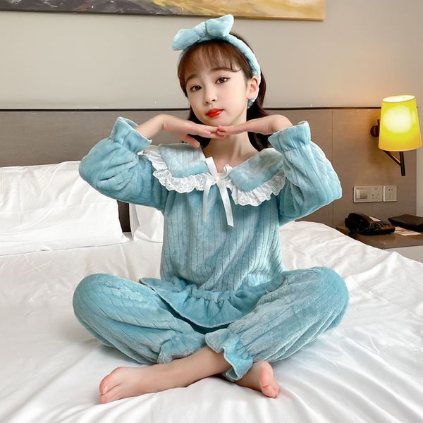 pajamas fashion solid color girl's nightgown set cute bow decor flannel children home clothes middle big children outer wear pajamas se, Blue;red
pajamas fashion solid color girl's nightgown set cute bow decor flannel children home clothes middle big children outer wear pajamas se, Blue;red