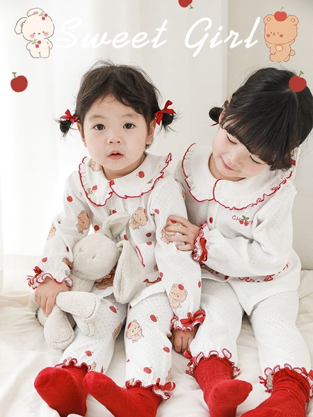 pajamas girls' spring autumn pajamas lovely doll collar long-sleeved baby cardigan princess clothing breathable home suit 230310, Blue;red
pajamas girls' spring autumn pajamas lovely doll collar long-sleeved baby cardigan princess clothing breathable home suit 230310, Blue;red