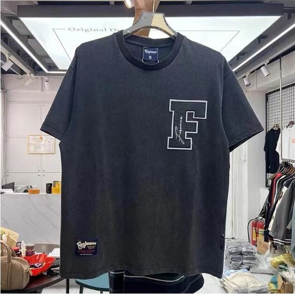 men's plus tees heavy wash embroidered high street short-sleeved t-shirt t shirts, Black;brown
men's plus tees heavy wash embroidered high street short-sleeved t-shirt t shirts, Black;brown