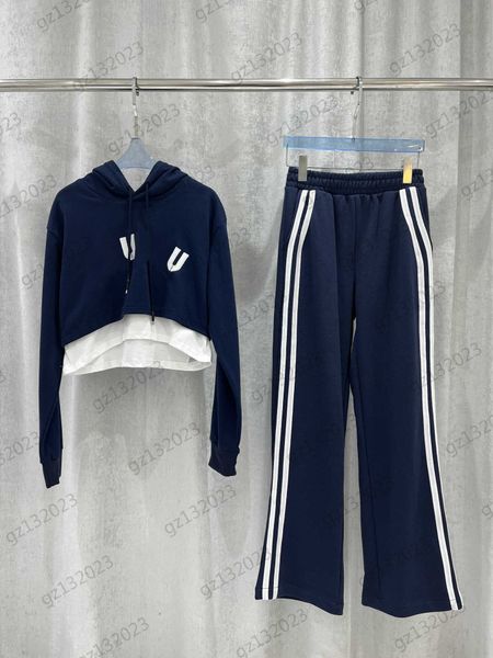 black two pieces pants applique cloth embroidered letters hooded long-sleeved jacket side stripes high-waisted loose trousers womens designe, White
black two pieces pants applique cloth embroidered letters hooded long-sleeved jacket side stripes high-waisted loose trousers womens designe, White