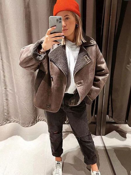 women's jackets puwd women button thick warm faux fur jacket coat vintage long sleeve pockets fall winter female outerwear chic 230309, Black;brown
women's jackets puwd women button thick warm faux fur jacket coat vintage long sleeve pockets fall winter female outerwear chic 230309, Black;brown