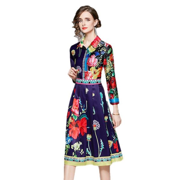 2023 designer blue floral midi dress long sleeve spring women shirt waist flowy high street casual dresses elegant ladies printed button fro, Black;gray
2023 designer blue floral midi dress long sleeve spring women shirt waist flowy high street casual dresses elegant ladies printed button fro, Black;gray