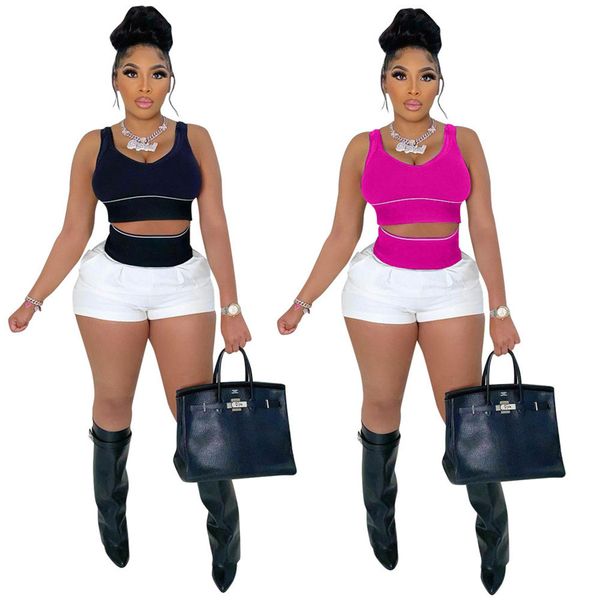 bulk wholesale short tracksuits two piece shorts set bright line decoration crop vest patchwork elastic short pants suit outfits designer 9, Gray
bulk wholesale short tracksuits two piece shorts set bright line decoration crop vest patchwork elastic short pants suit outfits designer 9, Gray