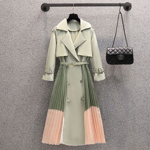 women's jackets chic womens hit color windbreaker spring fall korean loose long overcoat female british pleated trench coat with belt, Black;brown
women's jackets chic womens hit color windbreaker spring fall korean loose long overcoat female british pleated trench coat with belt, Black;brown