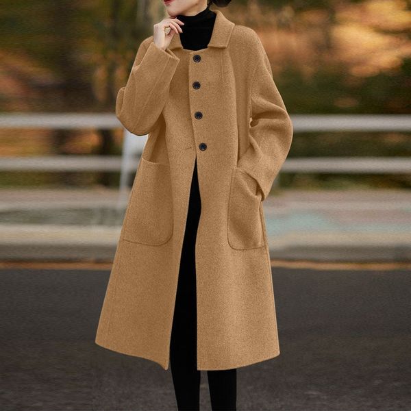 women's jacket's long sleeve button down faux wool blends thin jacket coat slim fit warm solid overcoat with pockets belt 230310, Black;brown
women's jacket's long sleeve button down faux wool blends thin jacket coat slim fit warm solid overcoat with pockets belt 230310, Black;brown