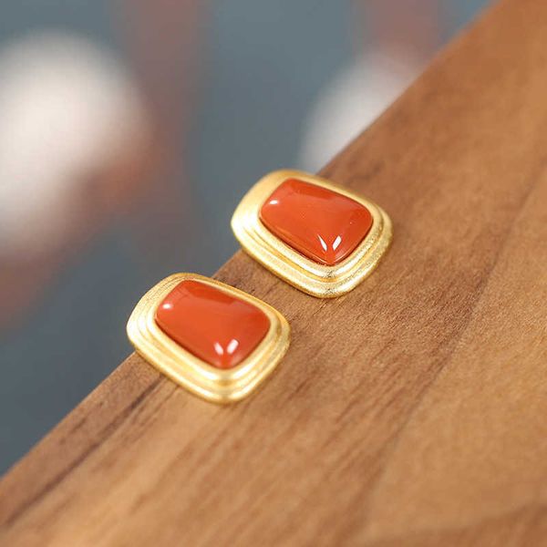 earings joyful s925 sterling silver gold-plated south red agate layer geometric earrings fashion chinese style simple women's, Golden
earings joyful s925 sterling silver gold-plated south red agate layer geometric earrings fashion chinese style simple women's, Golden