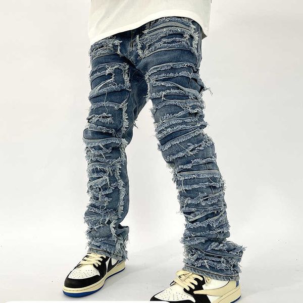 men's jeans retro hole ripped distressed for men straight washed harajuku hip hop loose denim trousers vibe style casual jean pants y23, Blue
men's jeans retro hole ripped distressed for men straight washed harajuku hip hop loose denim trousers vibe style casual jean pants y23, Blue