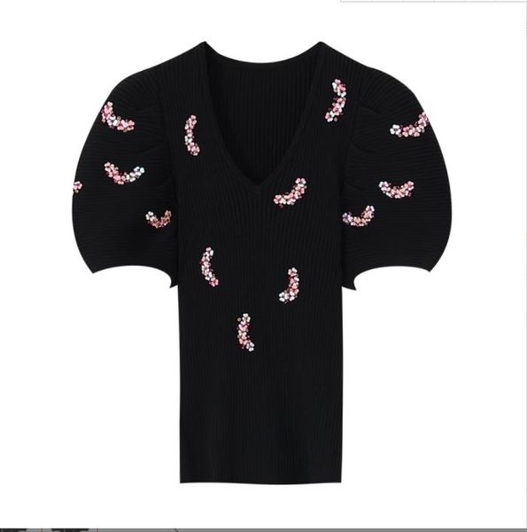 305 2023 brand same style sweater short sleeve women's sweaters black v neck sequins beads pullover fashion clothes yuecheng, White;black
305 2023 brand same style sweater short sleeve women's sweaters black v neck sequins beads pullover fashion clothes yuecheng, White;black