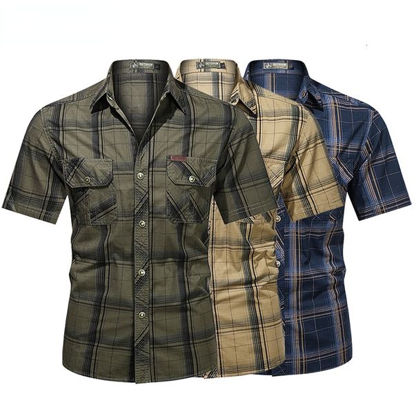 men s casual shirts men lapel shirt plaid printing summer short sleeve fashion military streetwear male work army green s 5xl 230309, White;black
men s casual shirts men lapel shirt plaid printing summer short sleeve fashion military streetwear male work army green s 5xl 230309, White;black
