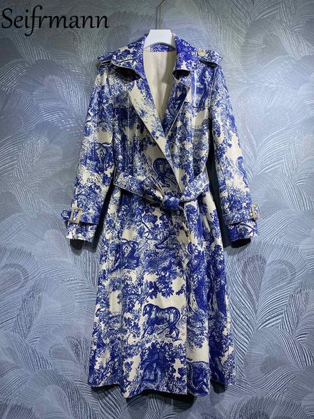 women's jackets seifrmann autumn women fashion designer trench coats long sleeve with belt blue jungle print vintage overcoat 230310, Black;brown
women's jackets seifrmann autumn women fashion designer trench coats long sleeve with belt blue jungle print vintage overcoat 230310, Black;brown