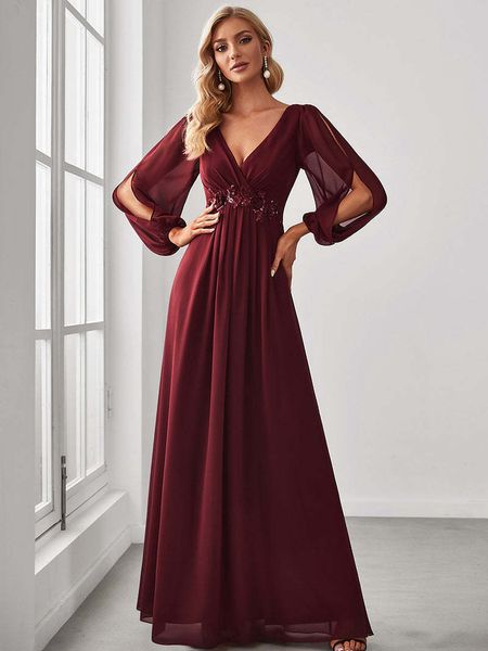party dresses elegant evening long lantern sleeves vneck 2023 ever pretty of aline chiffon burgundy flower beltbelt prom dres 230310, White;black
party dresses elegant evening long lantern sleeves vneck 2023 ever pretty of aline chiffon burgundy flower beltbelt prom dres 230310, White;black