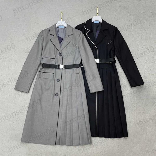 long sleeve dresses early spring fashion classic side pleated single-sided collar pocket opening contrast base sidebar design triangle brooc, Black;gray
long sleeve dresses early spring fashion classic side pleated single-sided collar pocket opening contrast base sidebar design triangle brooc, Black;gray