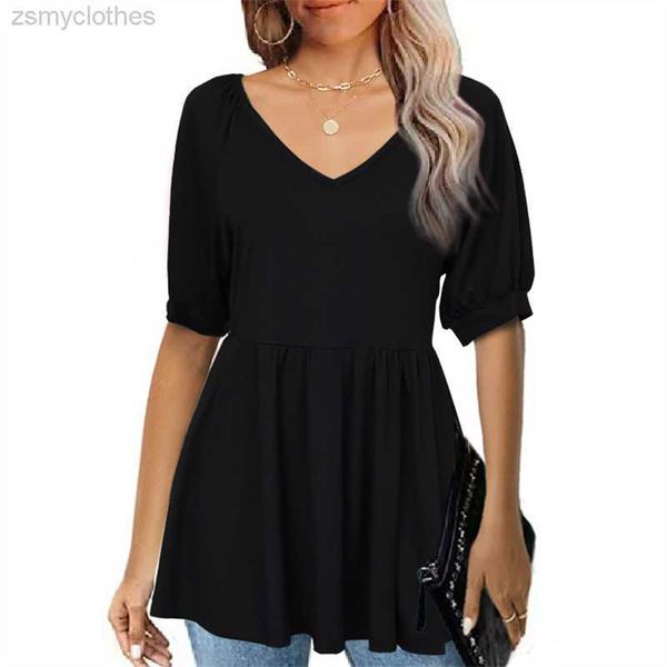 women's t-shirt bubble short sleeve splicing pleated hem t-shirt fashion women's v neck shrink waist female summer solid color ca, White
women's t-shirt bubble short sleeve splicing pleated hem t-shirt fashion women's v neck shrink waist female summer solid color ca, White