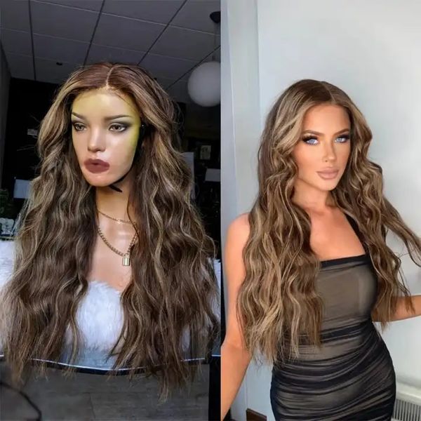 caramel brown with highlights transparent lace wig slight wavy 100% brazilian human hair wigs glueless 13x6 lace front wig, Black
caramel brown with highlights transparent lace wig slight wavy 100% brazilian human hair wigs glueless 13x6 lace front wig, Black