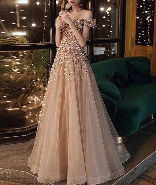 champagne gold evening dresses a-line off shoulder luxury sequins beading floor-length long boat neck formal guests party prom gowns 2023, Black;red
champagne gold evening dresses a-line off shoulder luxury sequins beading floor-length long boat neck formal guests party prom gowns 2023, Black;red