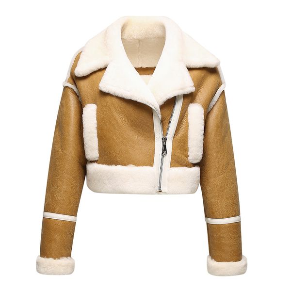 women's jacket's short real shearling coat genuine lambskin leather warm wool winter double face jacket s3658 230310, Black;brown
women's jacket's short real shearling coat genuine lambskin leather warm wool winter double face jacket s3658 230310, Black;brown