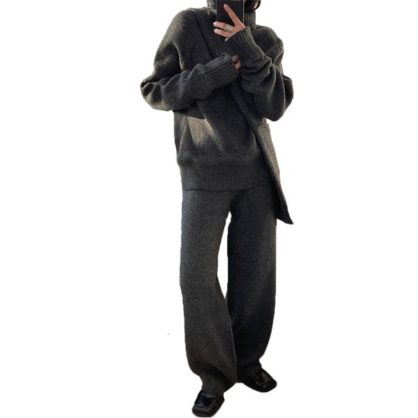 women's two piece pants winter women's casual highnecked longsleeved loose sweater highwaist knitted wideleg pants suit 230310, White
women's two piece pants winter women's casual highnecked longsleeved loose sweater highwaist knitted wideleg pants suit 230310, White