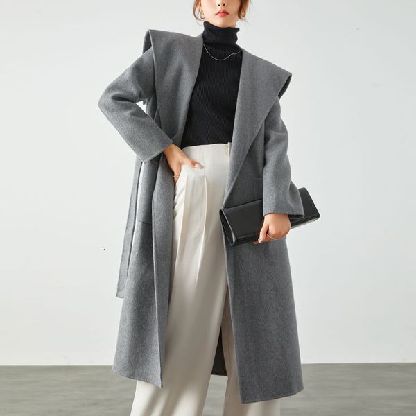 women's jackets doublesided cashmere coat midlength stylish navy neck slim jacket 230310, Black;brown
women's jackets doublesided cashmere coat midlength stylish navy neck slim jacket 230310, Black;brown