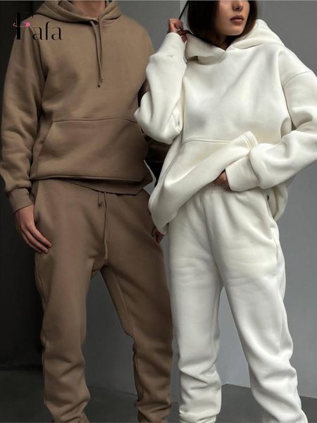women's two piece pants winter fleece hoodie set women oversized tracksuit casual trouser suits female solid hooded sportswear suit 230, White
women's two piece pants winter fleece hoodie set women oversized tracksuit casual trouser suits female solid hooded sportswear suit 230, White