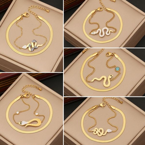 Personality snake bracelet temperament stainless steel hand ornament flat snake chain
Personality snake bracelet temperament stainless steel hand ornament flat snake chain