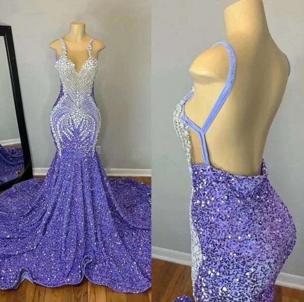 2023 lavender mermaid prom dresses for black girls crystal rhinestone sequins beads open back formal birthday evening party gowns
2023 lavender mermaid prom dresses for black girls crystal rhinestone sequins beads open back formal birthday evening party gowns