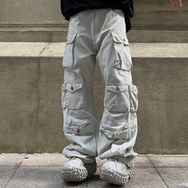 men's pants street harajuku style white multi pocket workwear autumn winter loose casual straight work men 230310, Black
men's pants street harajuku style white multi pocket workwear autumn winter loose casual straight work men 230310, Black
