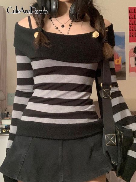 women's tshirt retro striped print grunge tshirts slash neck buttons autumn vintage tees aesthetic chic cute slim outfits cuteandpsych, White
women's tshirt retro striped print grunge tshirts slash neck buttons autumn vintage tees aesthetic chic cute slim outfits cuteandpsych, White
