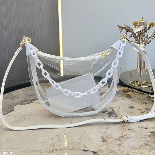 transparent pea shoulder bag women half moon crossbdoy bags fashion letters removable strap chain brand handbag purse 30cm
transparent pea shoulder bag women half moon crossbdoy bags fashion letters removable strap chain brand handbag purse 30cm