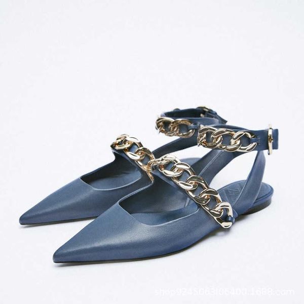 dress shoes summer blue chain style sandals ankle strap flat ballet shoes fashion pointed toe large size allmatch dress women's single, Black
dress shoes summer blue chain style sandals ankle strap flat ballet shoes fashion pointed toe large size allmatch dress women's single, Black