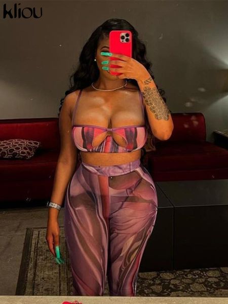 women's two piece pants kliou mesh printing set women cut out cleavage camisolemid waist color blocking high streetwear lady suits 2303, White
women's two piece pants kliou mesh printing set women cut out cleavage camisolemid waist color blocking high streetwear lady suits 2303, White