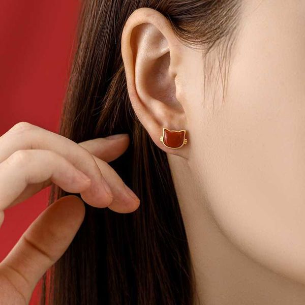 earings yuexin s925 sterling silver women's earrings simple kitten fashion inlaid hetian yunan red agate, Golden
earings yuexin s925 sterling silver women's earrings simple kitten fashion inlaid hetian yunan red agate, Golden