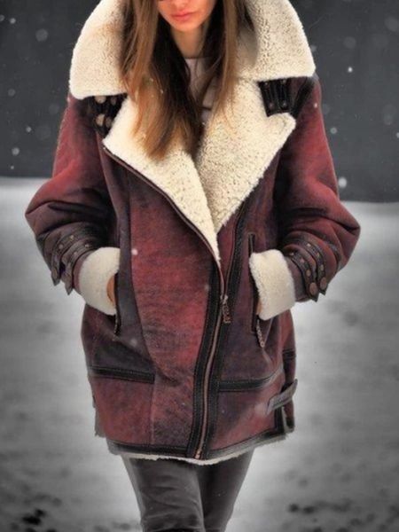 women's jacket vintage winter coat lapel faux fur zipper loose solid long sleeve woman lugentolo 230310, Black;brown
women's jacket vintage winter coat lapel faux fur zipper loose solid long sleeve woman lugentolo 230310, Black;brown