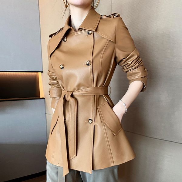 women's jackets autumn winter belted genuine leather real coat female sheep outwear fg4873 230310, Black;brown
women's jackets autumn winter belted genuine leather real coat female sheep outwear fg4873 230310, Black;brown