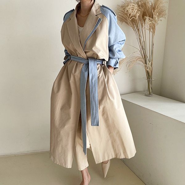 women's jackets vintage contrast color splicing women long trench coat with sashes spring autumn casual sleeve female windproof overcoa, Black;brown
women's jackets vintage contrast color splicing women long trench coat with sashes spring autumn casual sleeve female windproof overcoa, Black;brown