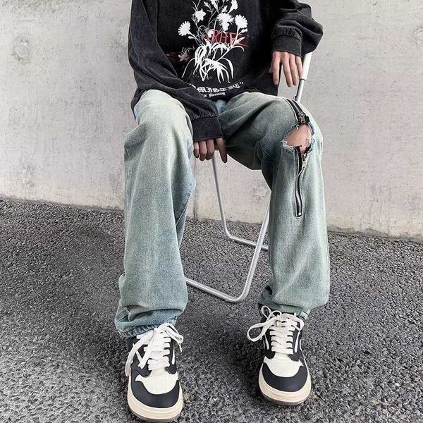 men's jeans 2023 cool design knee zipper hip hop straight slim y2k pants for men ripped hole blue washed denim trousers pantalon homme
men's jeans 2023 cool design knee zipper hip hop straight slim y2k pants for men ripped hole blue washed denim trousers pantalon homme