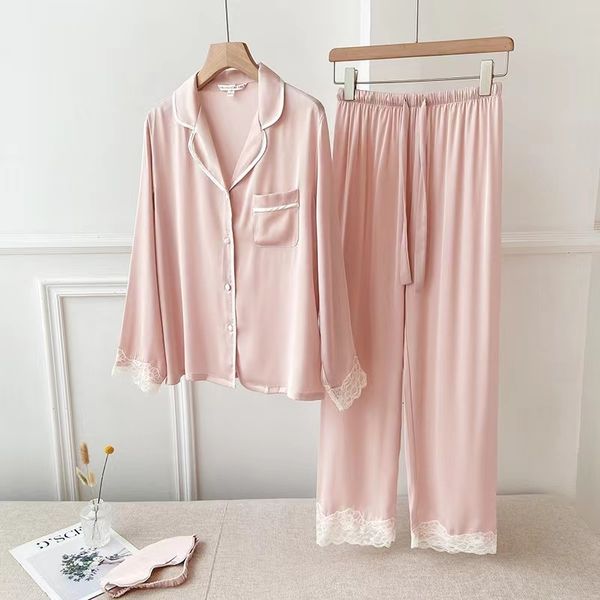 women's sleepwear ice silk pajamas women fashion long sleeve pants two piece set women luxury casual loose lapel homewear set plus size, Black;red
women's sleepwear ice silk pajamas women fashion long sleeve pants two piece set women luxury casual loose lapel homewear set plus size, Black;red