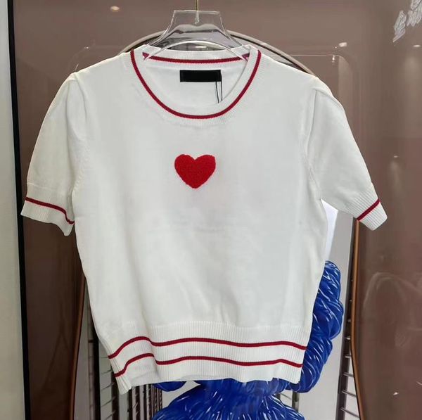 women's knits t-shirt short sleeve spring autumn designer letter embroidery top, White
women's knits t-shirt short sleeve spring autumn designer letter embroidery top, White