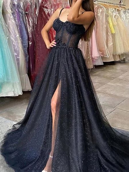 black a-line long gothic prom dress straps lace appliques slit sequined 2023 elegant evening formal gowns celebrity party women robe de soir
black a-line long gothic prom dress straps lace appliques slit sequined 2023 elegant evening formal gowns celebrity party women robe de soir