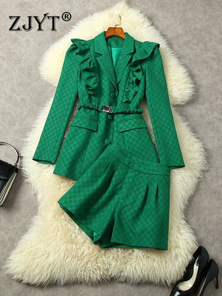 women's suits blazers zjyt elegant office lady ruffles blazer shorts suits autumn outfits for women 2 piece business chic formal matchi, White;black
women's suits blazers zjyt elegant office lady ruffles blazer shorts suits autumn outfits for women 2 piece business chic formal matchi, White;black