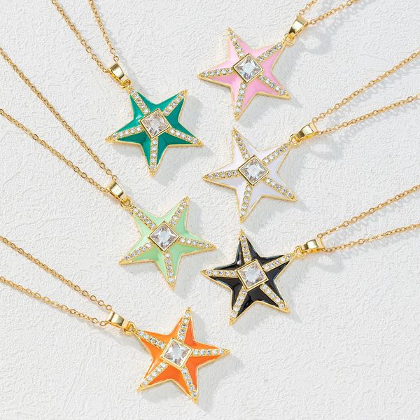 s3500 fashion enamel starfish pendant necklace for women zircon inlaid stars choker necklaces, Silver
s3500 fashion enamel starfish pendant necklace for women zircon inlaid stars choker necklaces, Silver