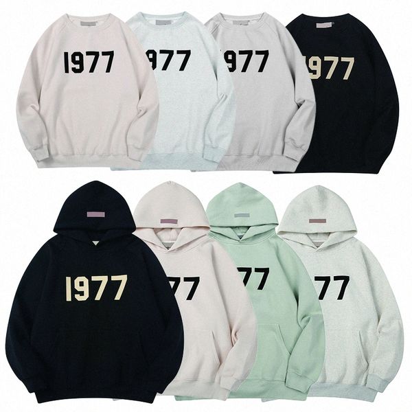 

1977 designer essen hoodies hoody men essentail pullover sweatshirts oversized clothing mens womens hooded jumper refflective letter print e, Black