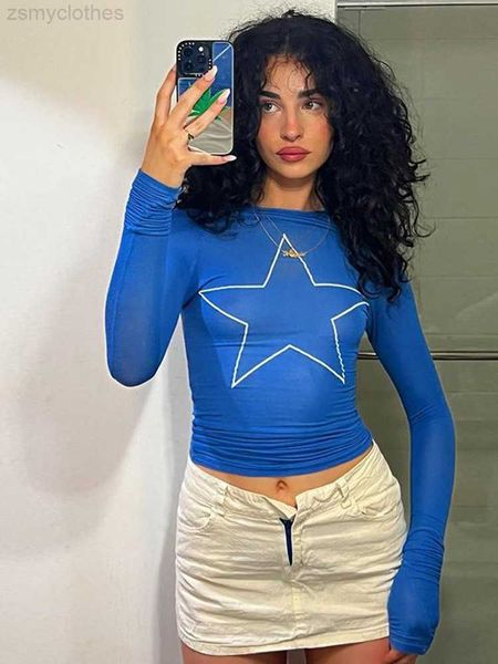 women's t-shirt 2023 new blue star print graphic long sleeve women t-shirt bodycon slim bottoming crop ins harajuku casual y2k e-girl t, White
women's t-shirt 2023 new blue star print graphic long sleeve women t-shirt bodycon slim bottoming crop ins harajuku casual y2k e-girl t, White