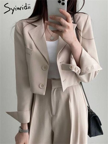 women's suits blazers syiwidii blazer women korean fashion notched long sleeve button up crop suits office ladies elegant casual blazer, White;black
women's suits blazers syiwidii blazer women korean fashion notched long sleeve button up crop suits office ladies elegant casual blazer, White;black