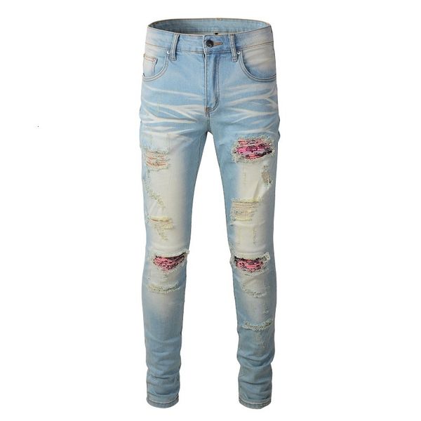 men's jeans mens a589 distressed hollow out patchwork rainbow bandana ripped patches light blue washed slim stretch size 2840 230309
men's jeans mens a589 distressed hollow out patchwork rainbow bandana ripped patches light blue washed slim stretch size 2840 230309