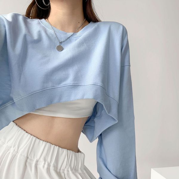 womens hoodies sweatshirts women short autumn ladies korean oneck long sleeve solid color bare navel cropped loose pullover 230310, Black
womens hoodies sweatshirts women short autumn ladies korean oneck long sleeve solid color bare navel cropped loose pullover 230310, Black