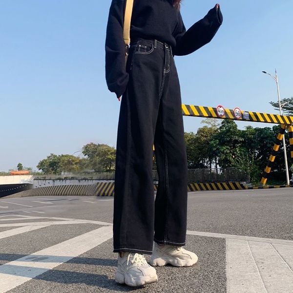 women's jeans jeans women korean style mopping trousers denim vintage black solid high waist autumn baggy chic street casual wide leg j, Blue
women's jeans jeans women korean style mopping trousers denim vintage black solid high waist autumn baggy chic street casual wide leg j, Blue